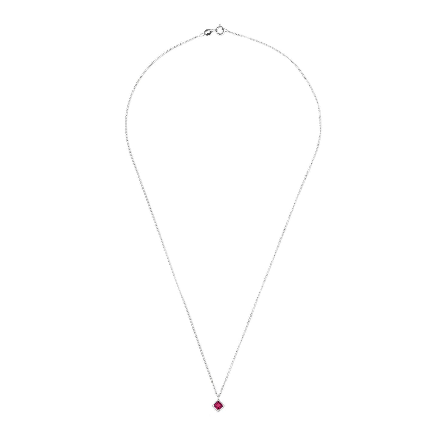9ct White Gold Diamond Garnet Pendant