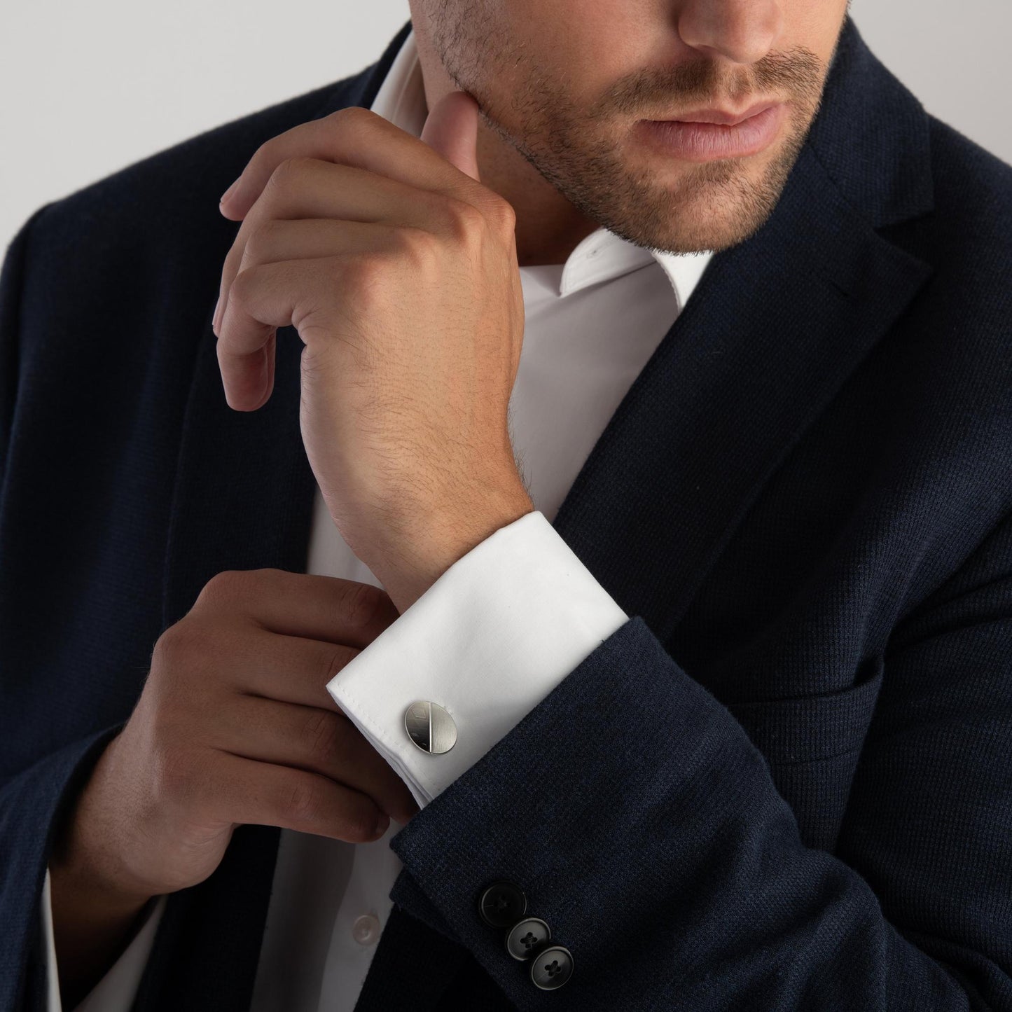 Oval Brushed & Polished Cufflinks