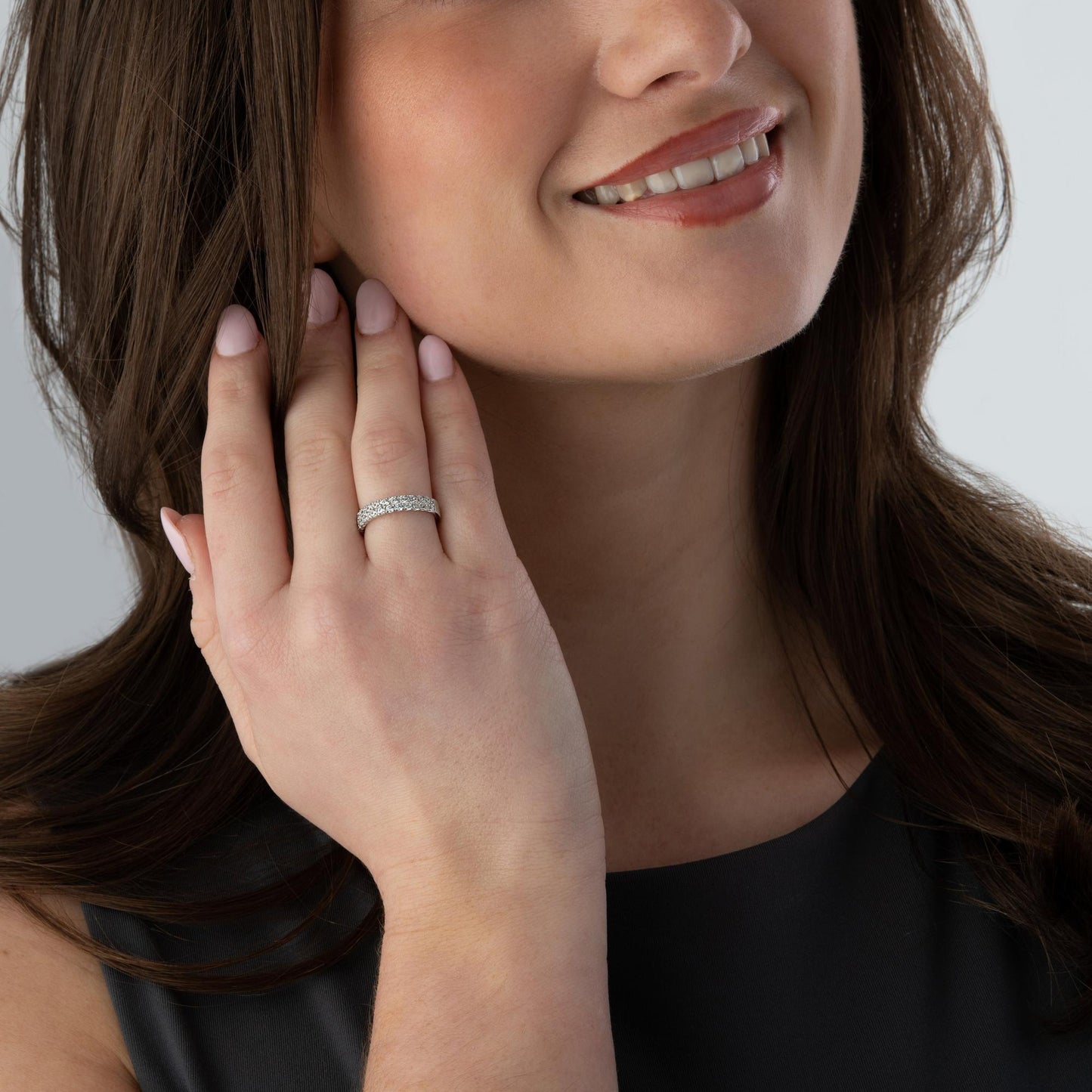 Silver CZ Two Row Ring