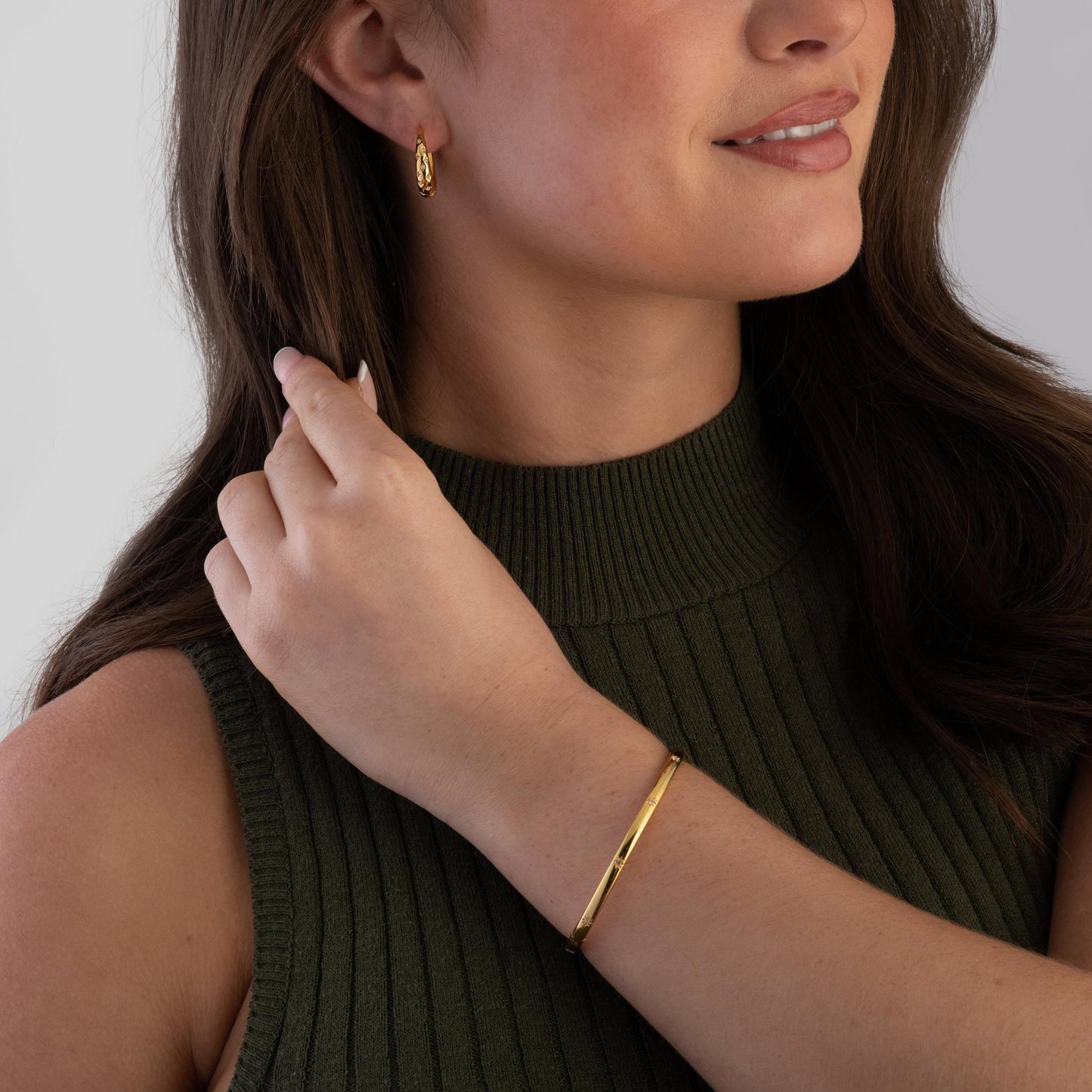 Gold Vermeil White Sapphire Hoop Earrings
