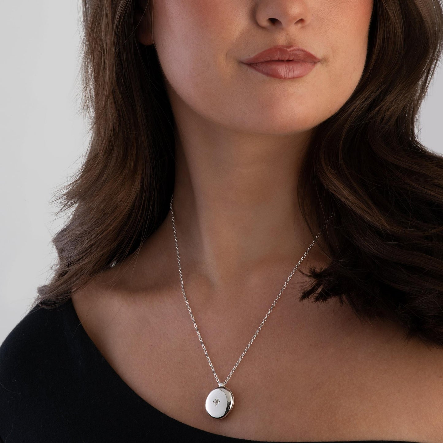 Biography Silver White Sapphire Locket