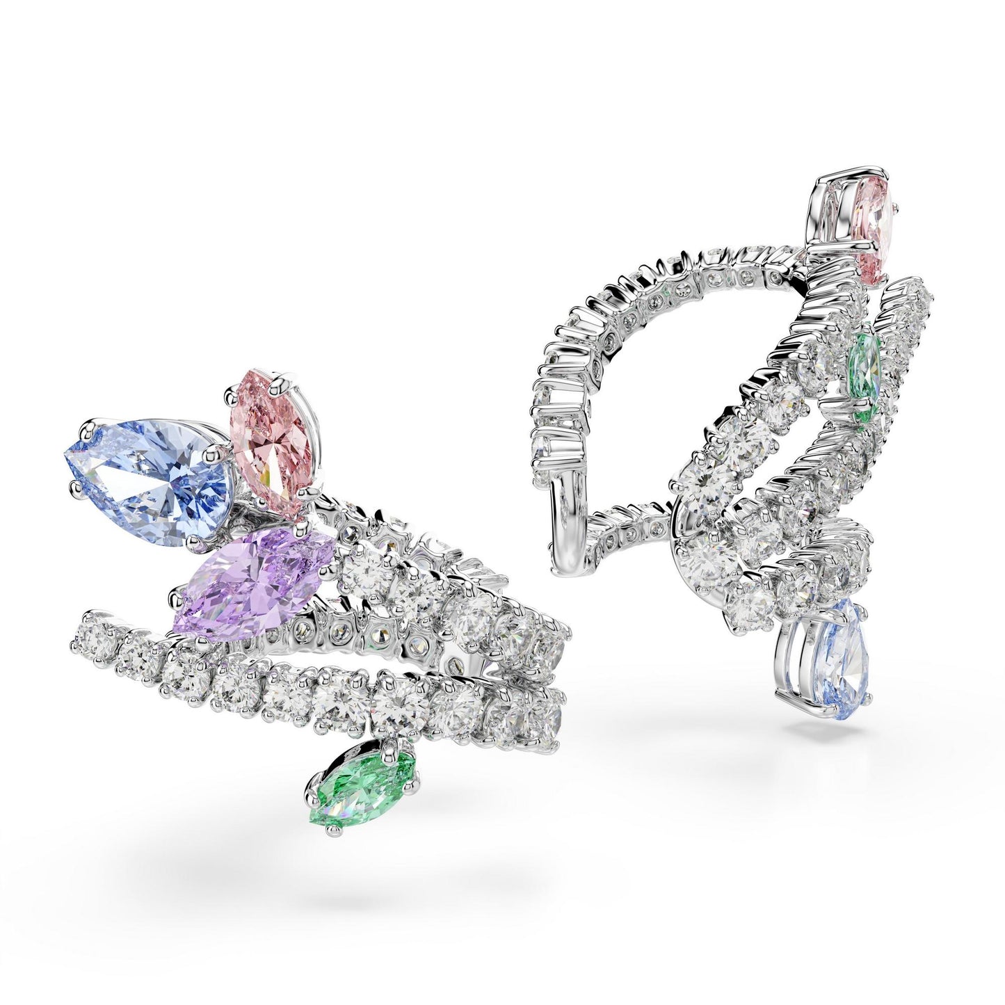 Silver Crystal Cuff Earrings