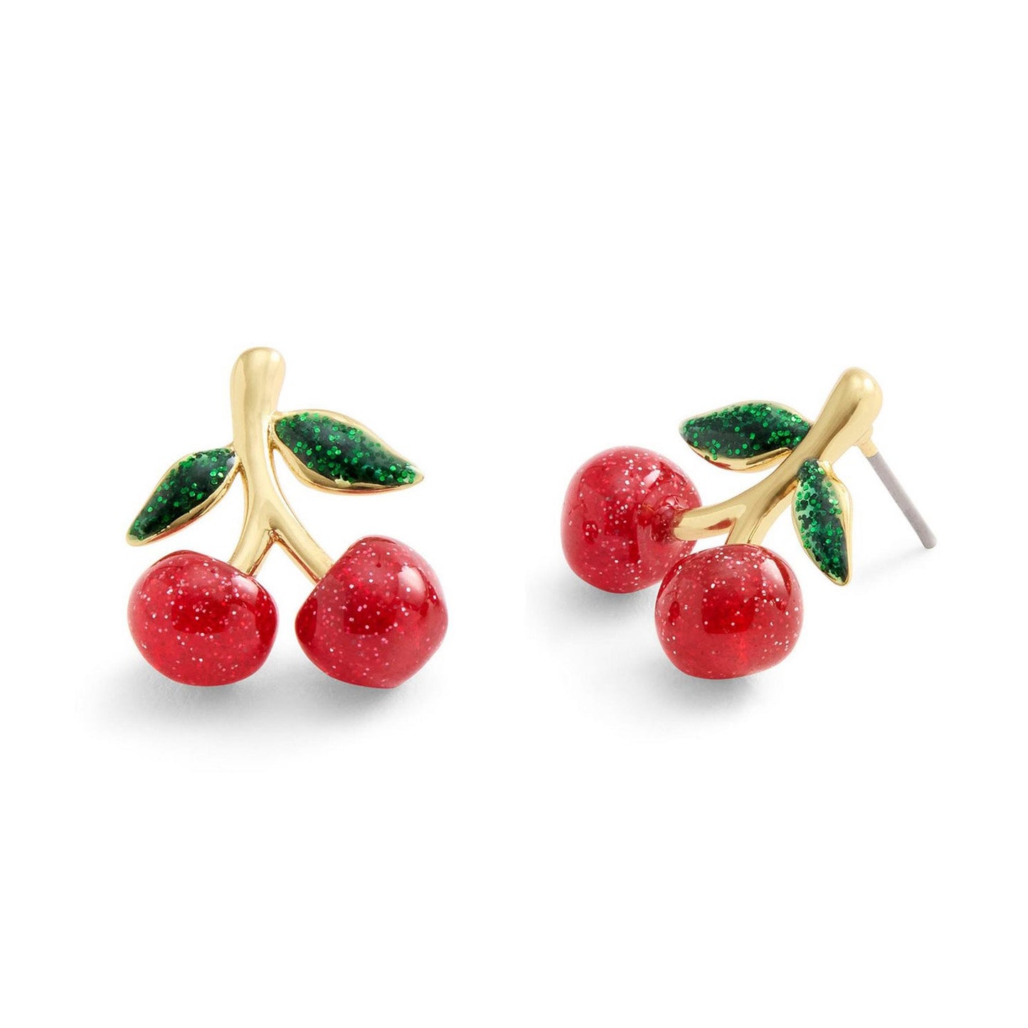 Gold Tone Cherry Stud Earrings