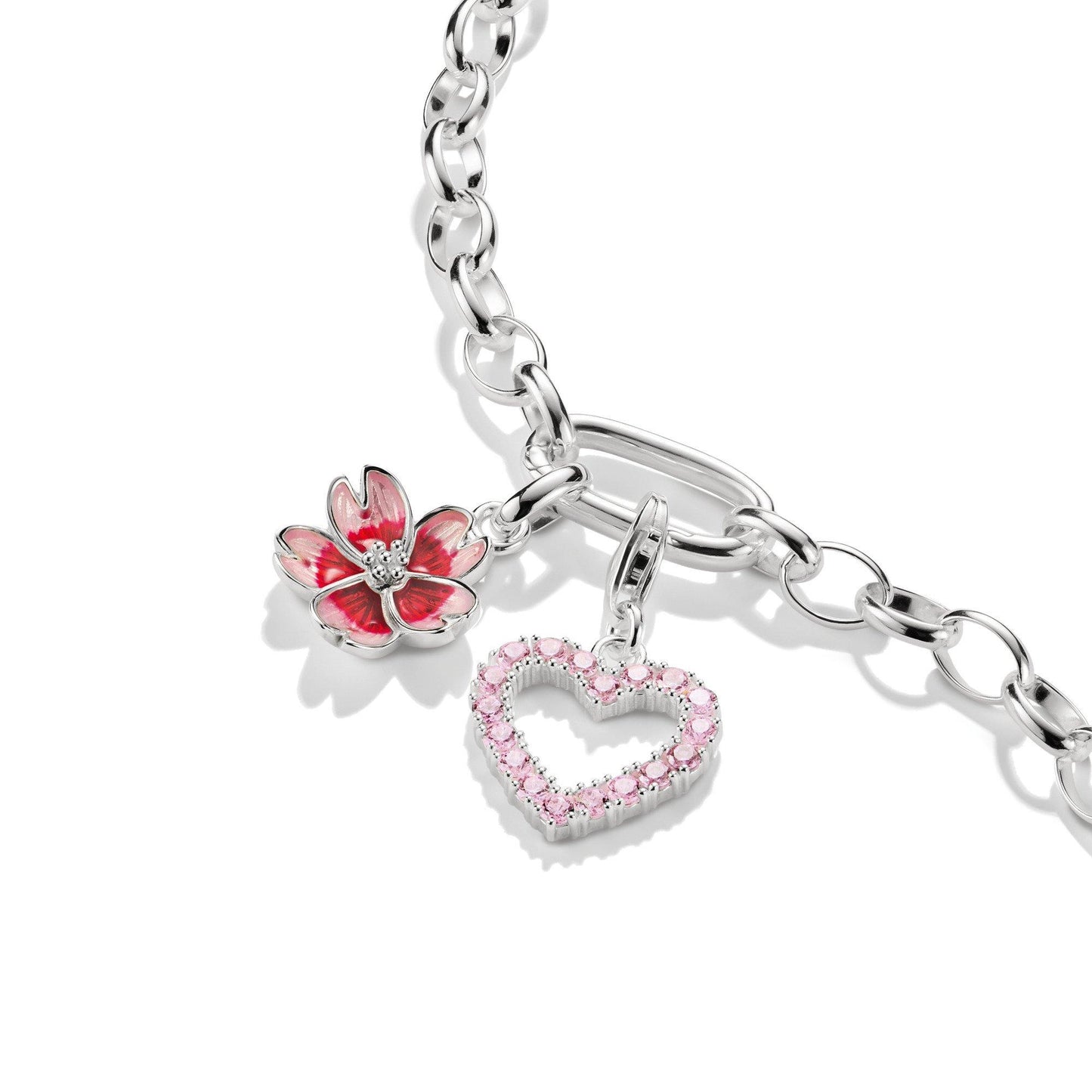 Silver Pink Heart Charm
