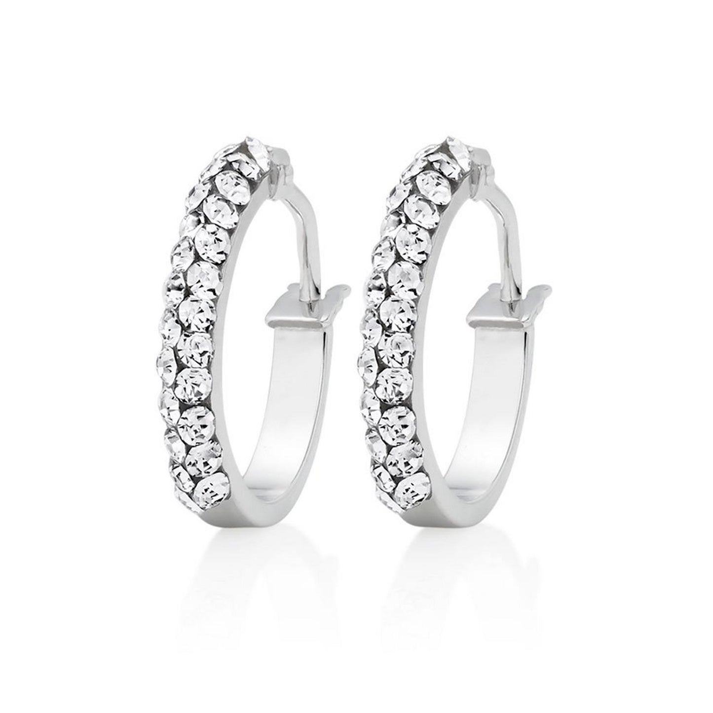 White Gold Crystal Hoop Earrings