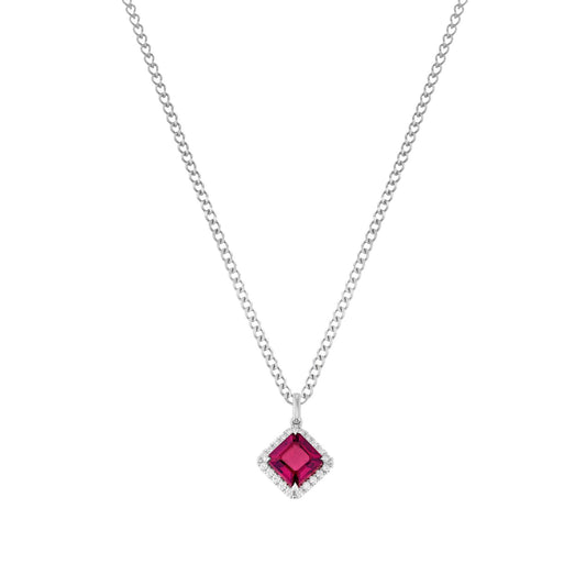 9ct White Gold Diamond Garnet Pendant