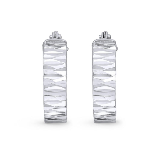 9ct White Gold Hoop Earrings