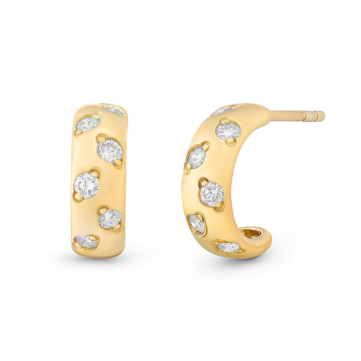 9ct Yellow Gold Diamond Hoop Earrings