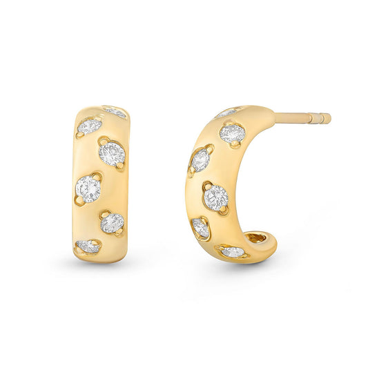 9ct Yellow Gold Diamond Hoop Earrings