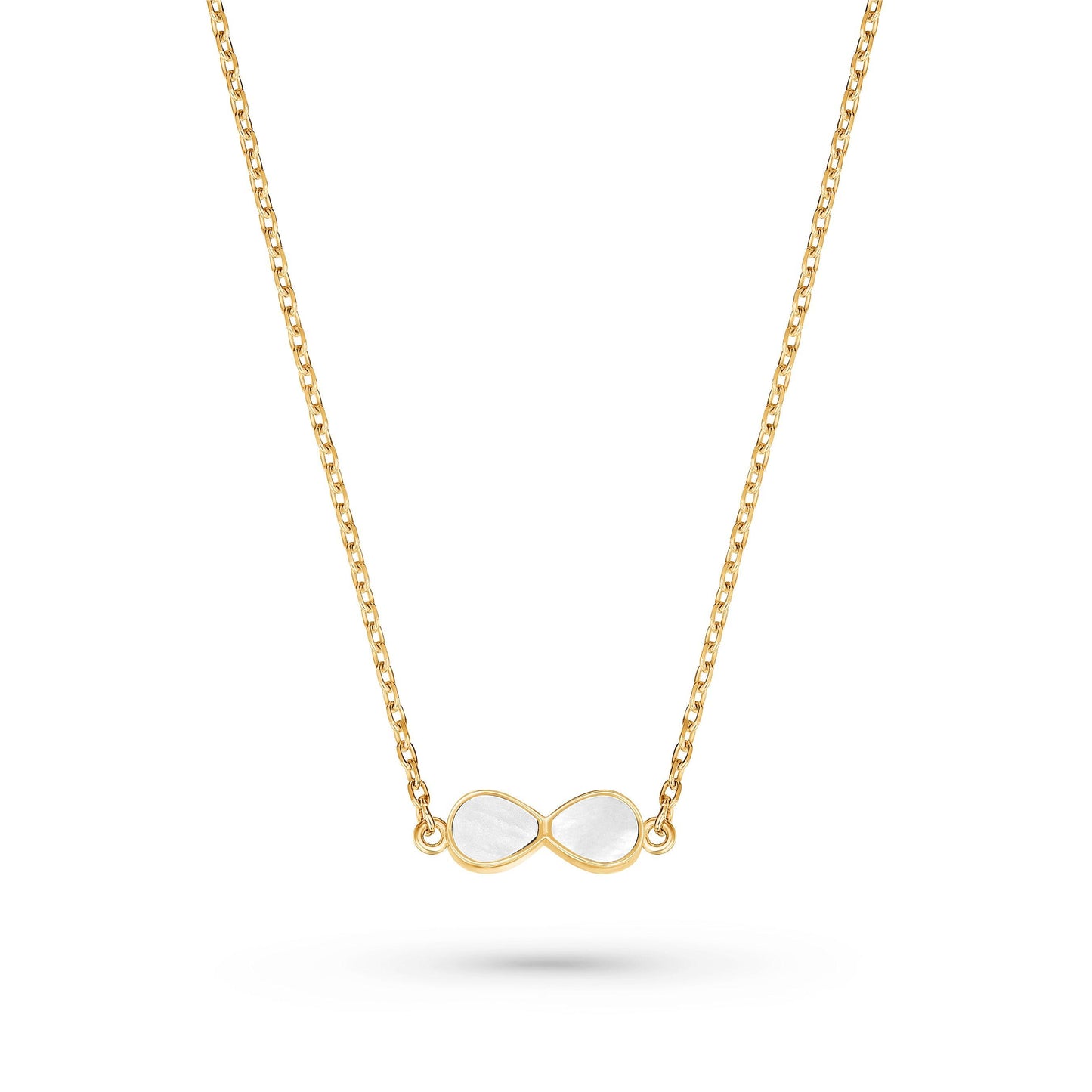 9ct Yellow Gold Mother of Pearl Infinity Necklace