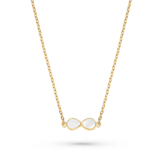 9ct Yellow Gold Mother of Pearl Infinity Necklace