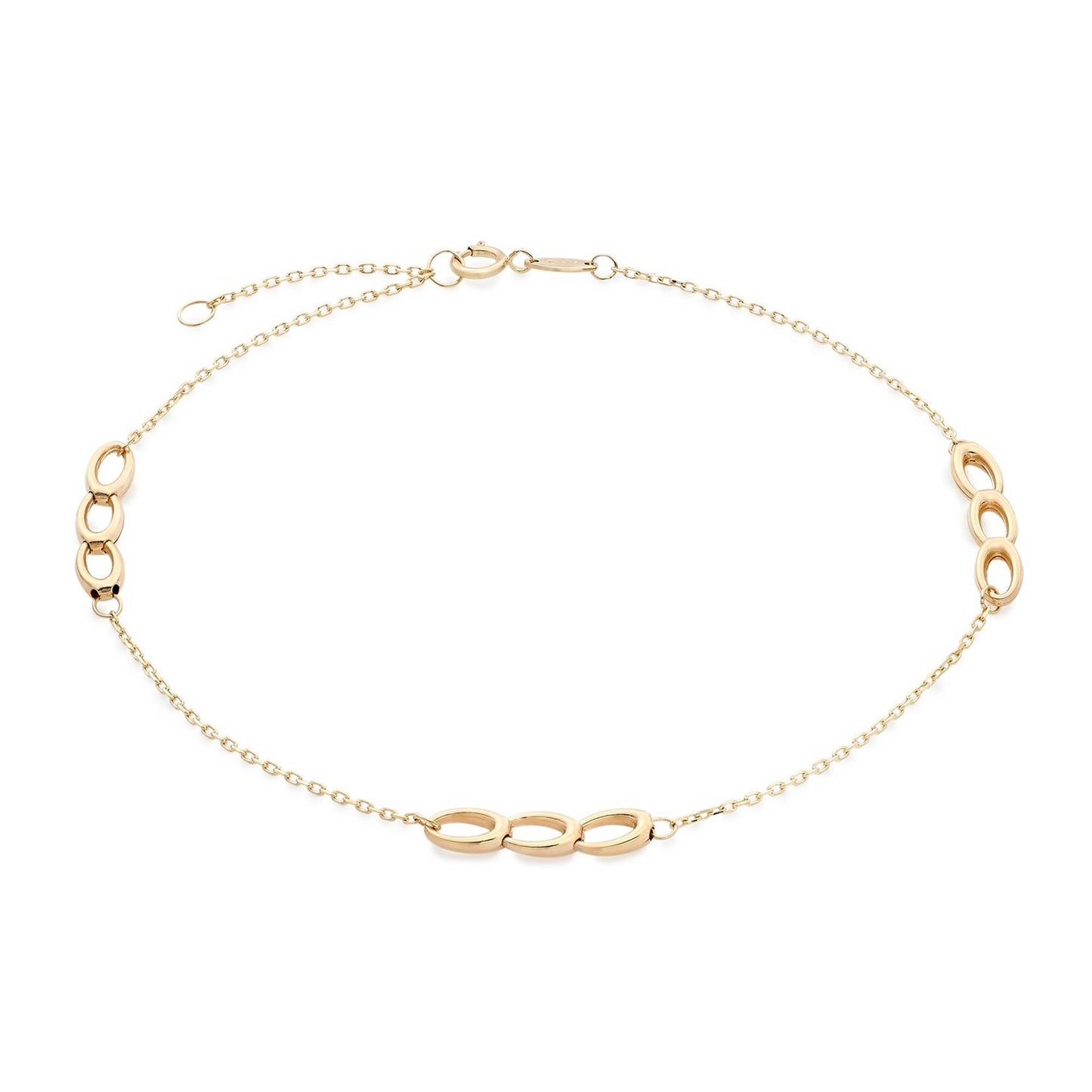 9ct Yellow Gold Triple Circle Anklet