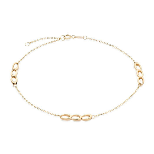 9ct Yellow Gold Triple Circle Anklet