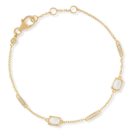 Astley Clarke Aurora Ridge 18ct Yellow Gold Vermeil Mother of Pearl and White Sapphire Bracelet