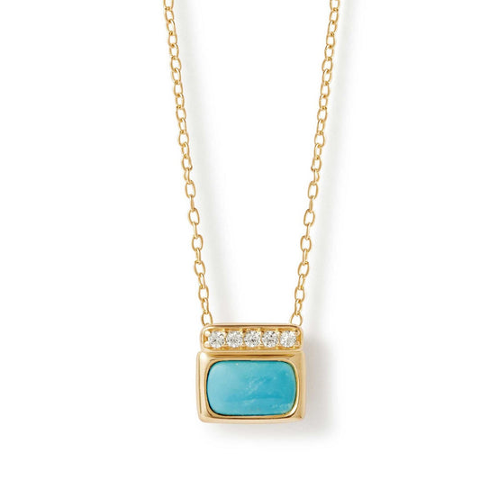 Astley Clarke Aurora Ridge 18ct Yellow Gold Vermeil Turquoise and White Sapphire Necklace