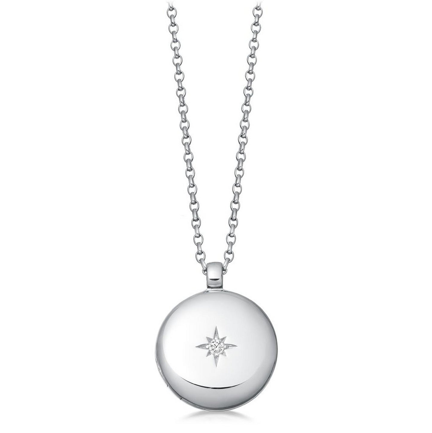 Biography Silver White Sapphire Locket