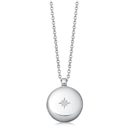 Biography Silver White Sapphire Locket