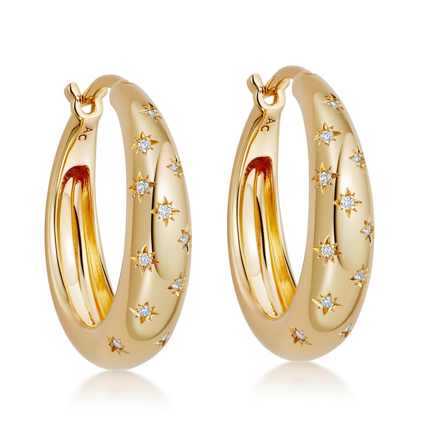 Gold Vermeil White Sapphire Hoop Earrings