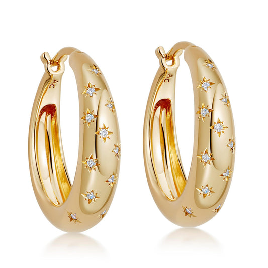 Gold Vermeil White Sapphire Hoop Earrings