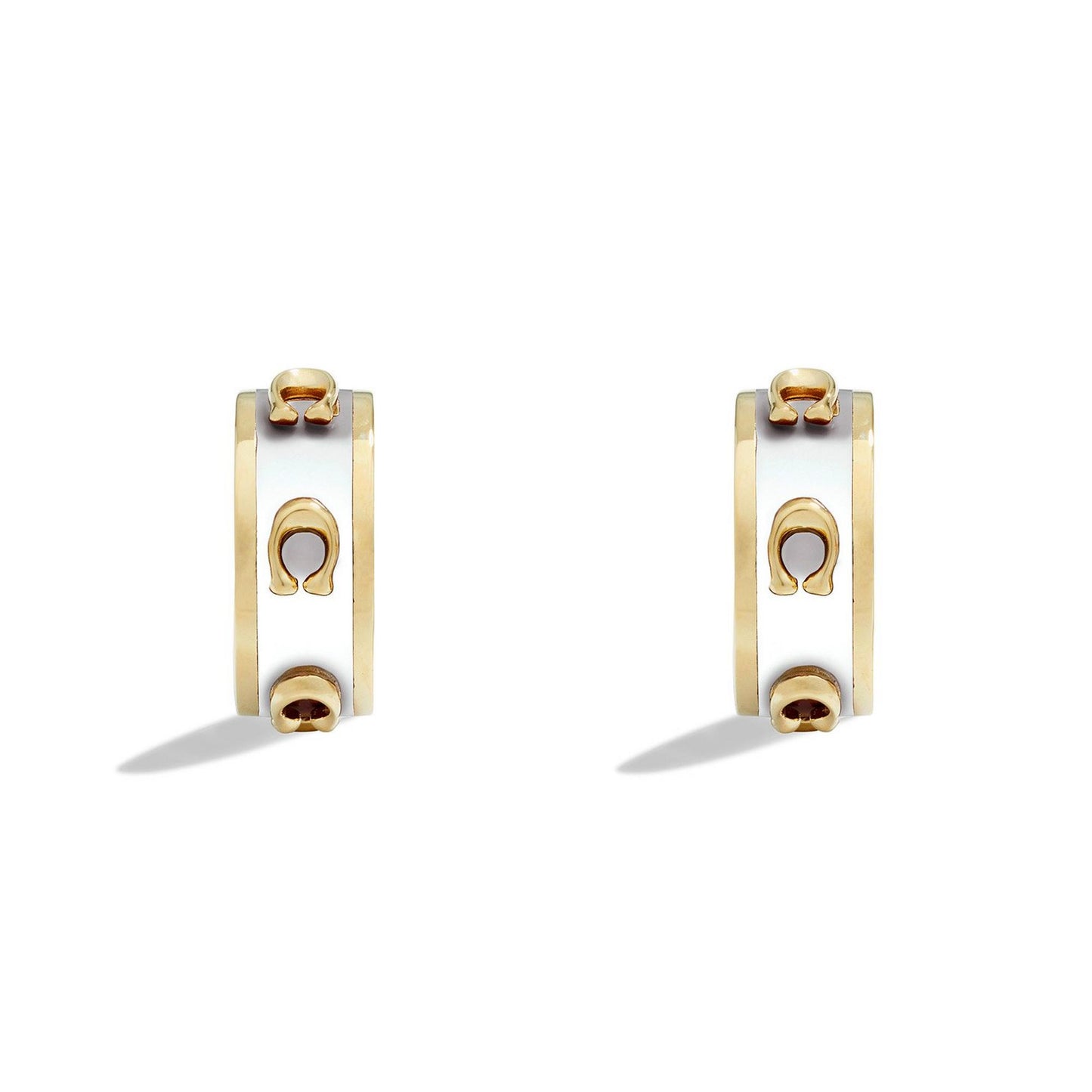 Enamel Signature C Yellow Gold Tone Hoop Earrings