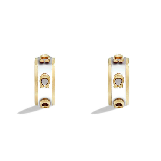 Enamel Signature C Yellow Gold Tone Hoop Earrings