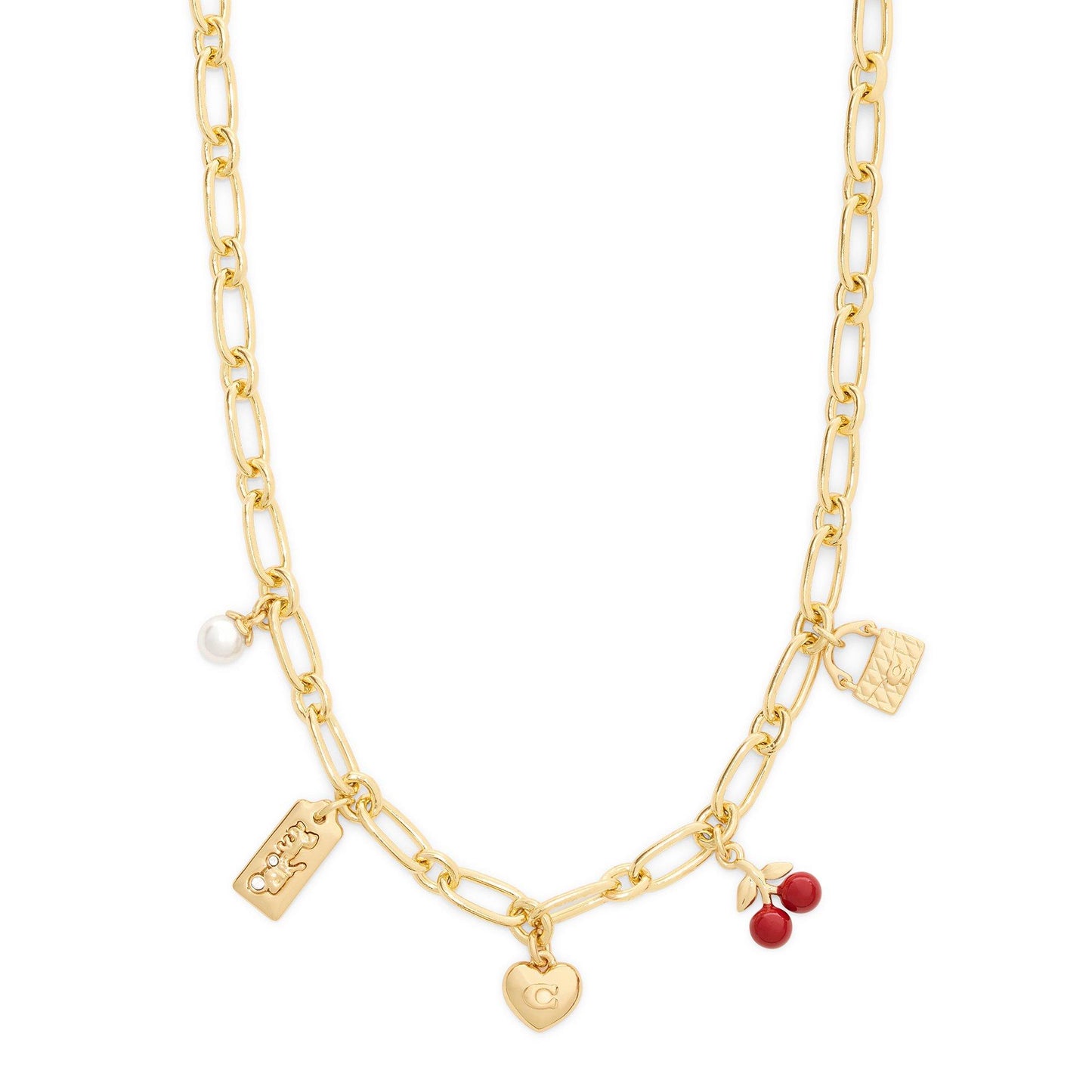 Coach Yellow Gold Tone Charm Necklace