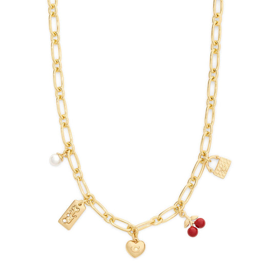 Coach Yellow Gold Tone Charm Necklace