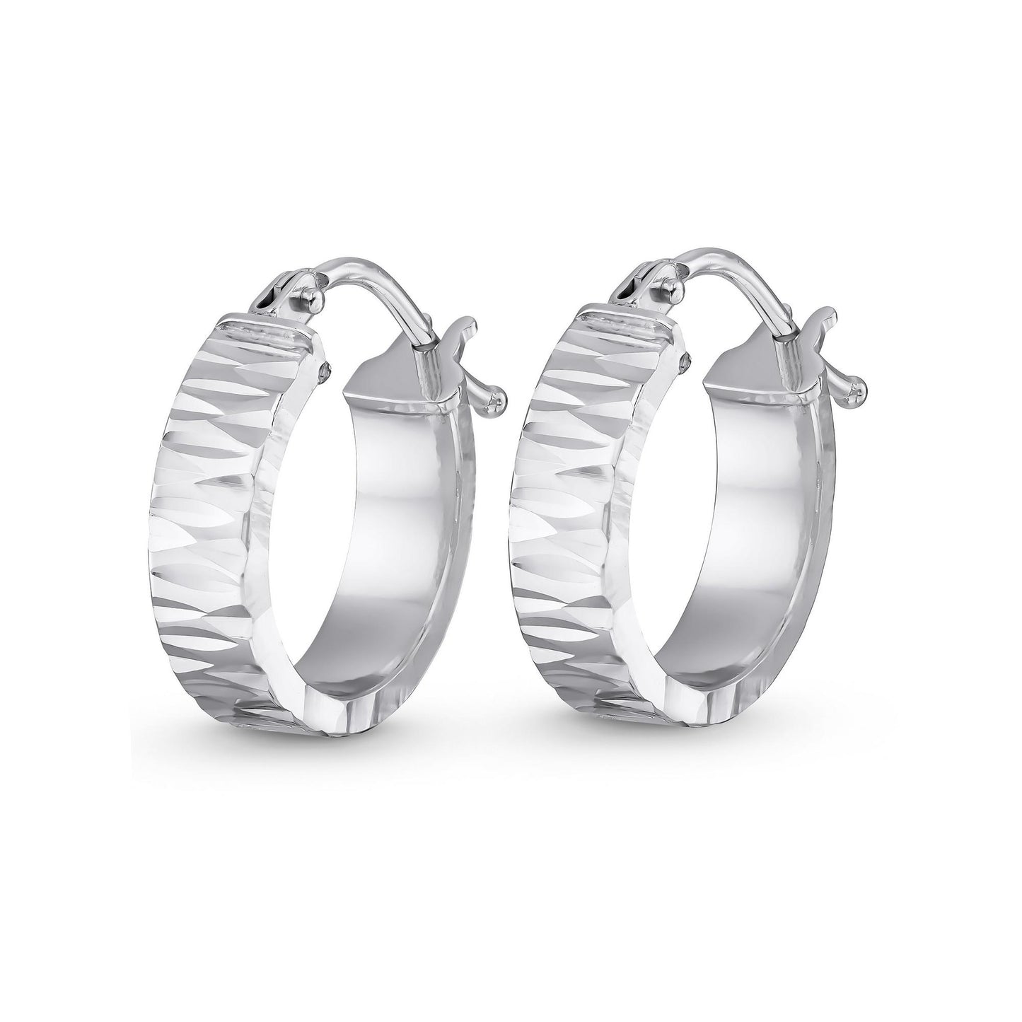 9ct White Gold Hoop Earrings