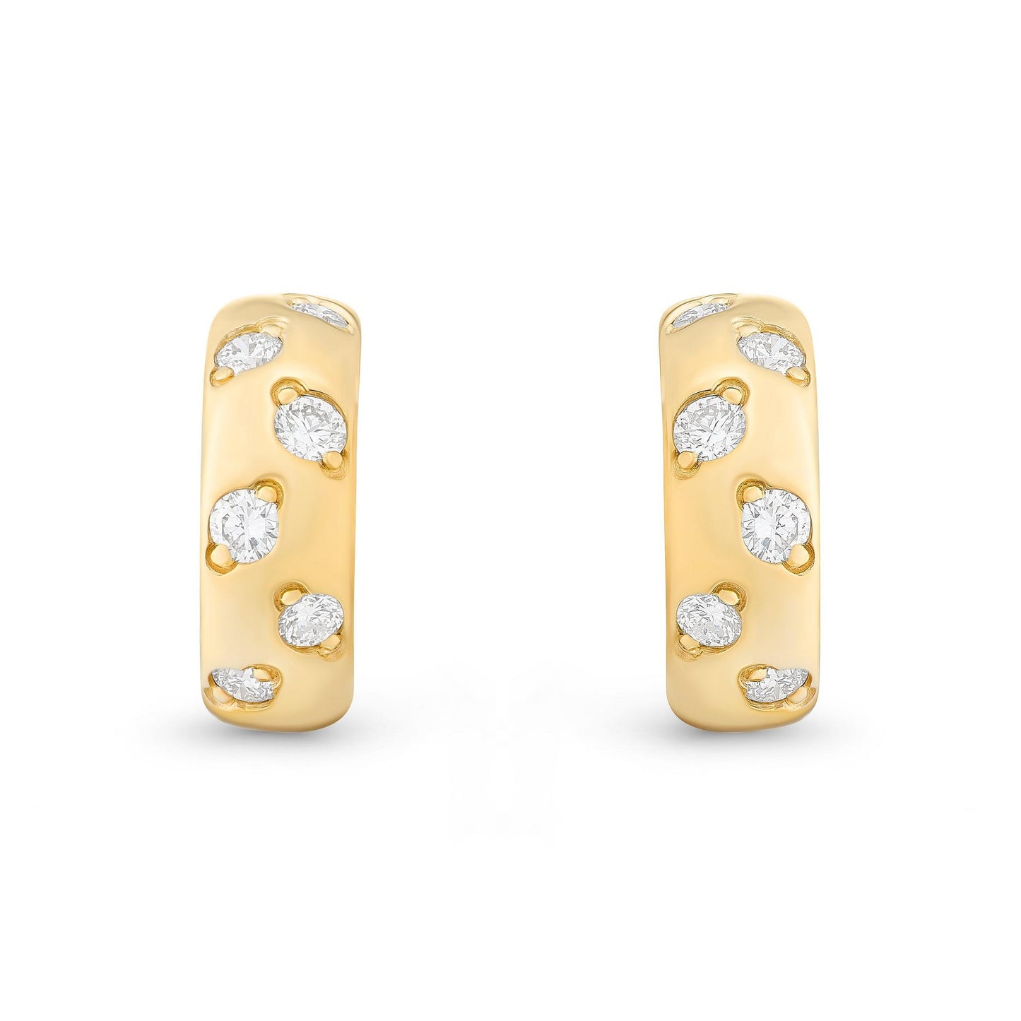 9ct Yellow Gold Diamond Hoop Earrings