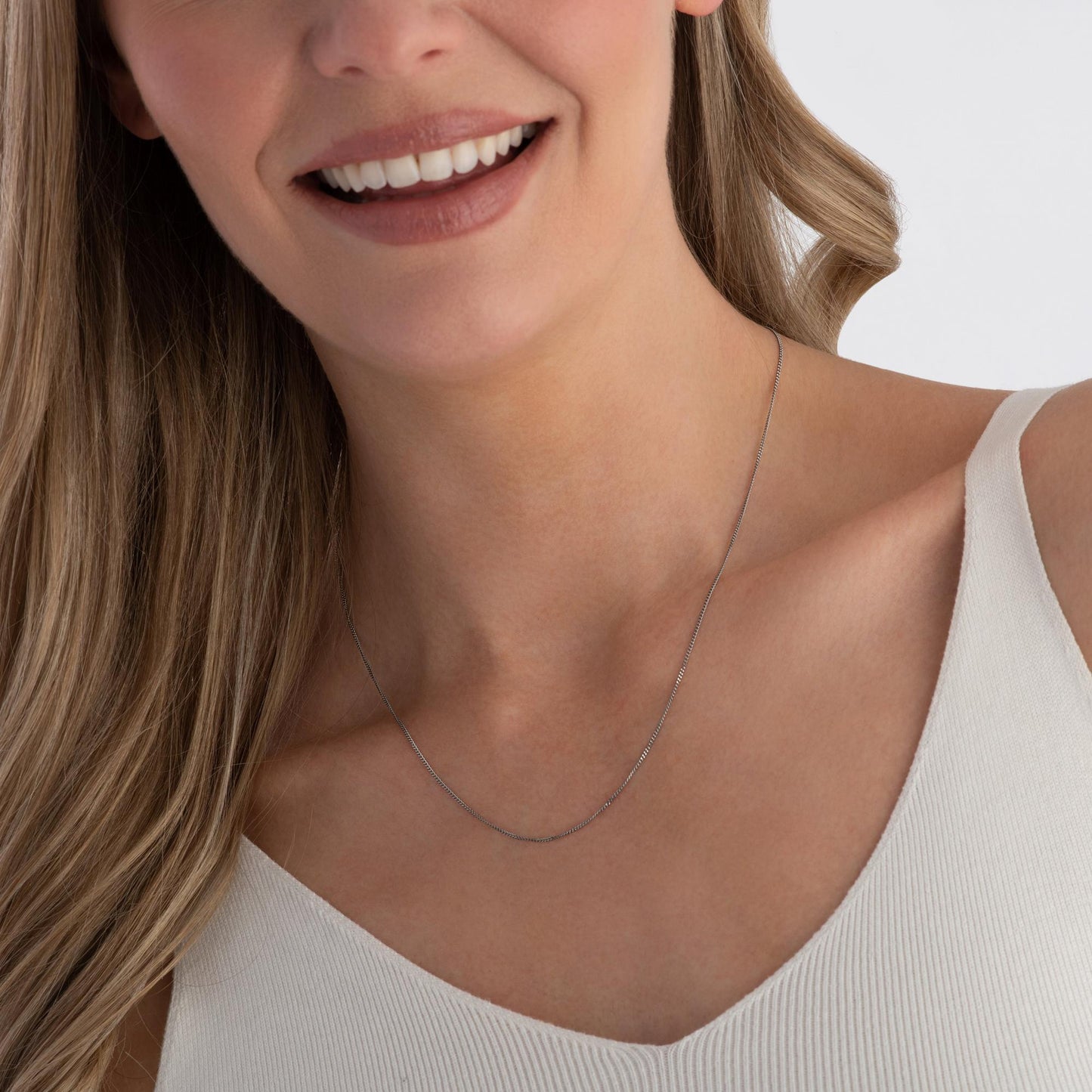 9ct White Gold Curb Chain