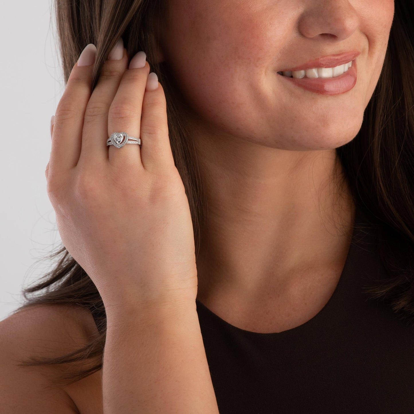 Silver CZ Heart Ring