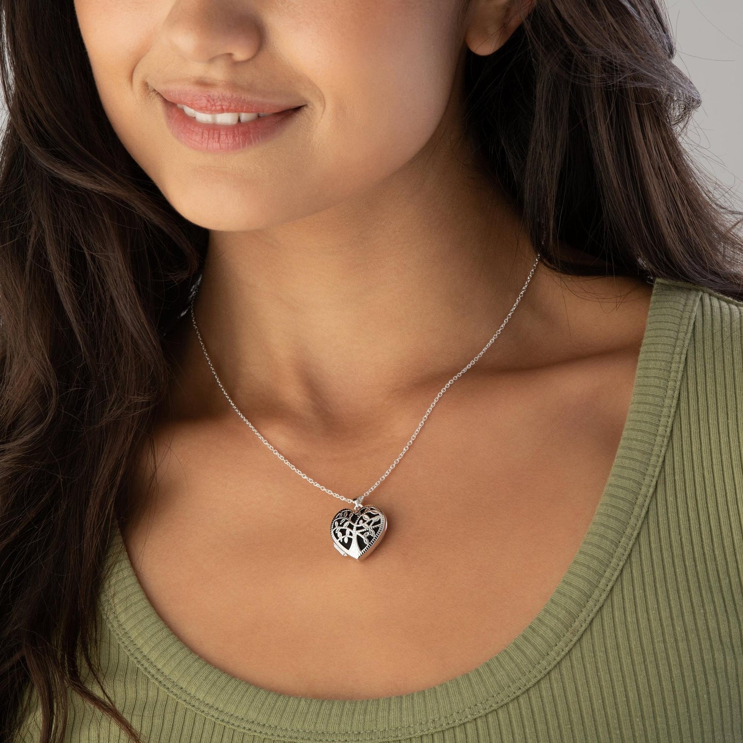 Silver Tree Heart Locket