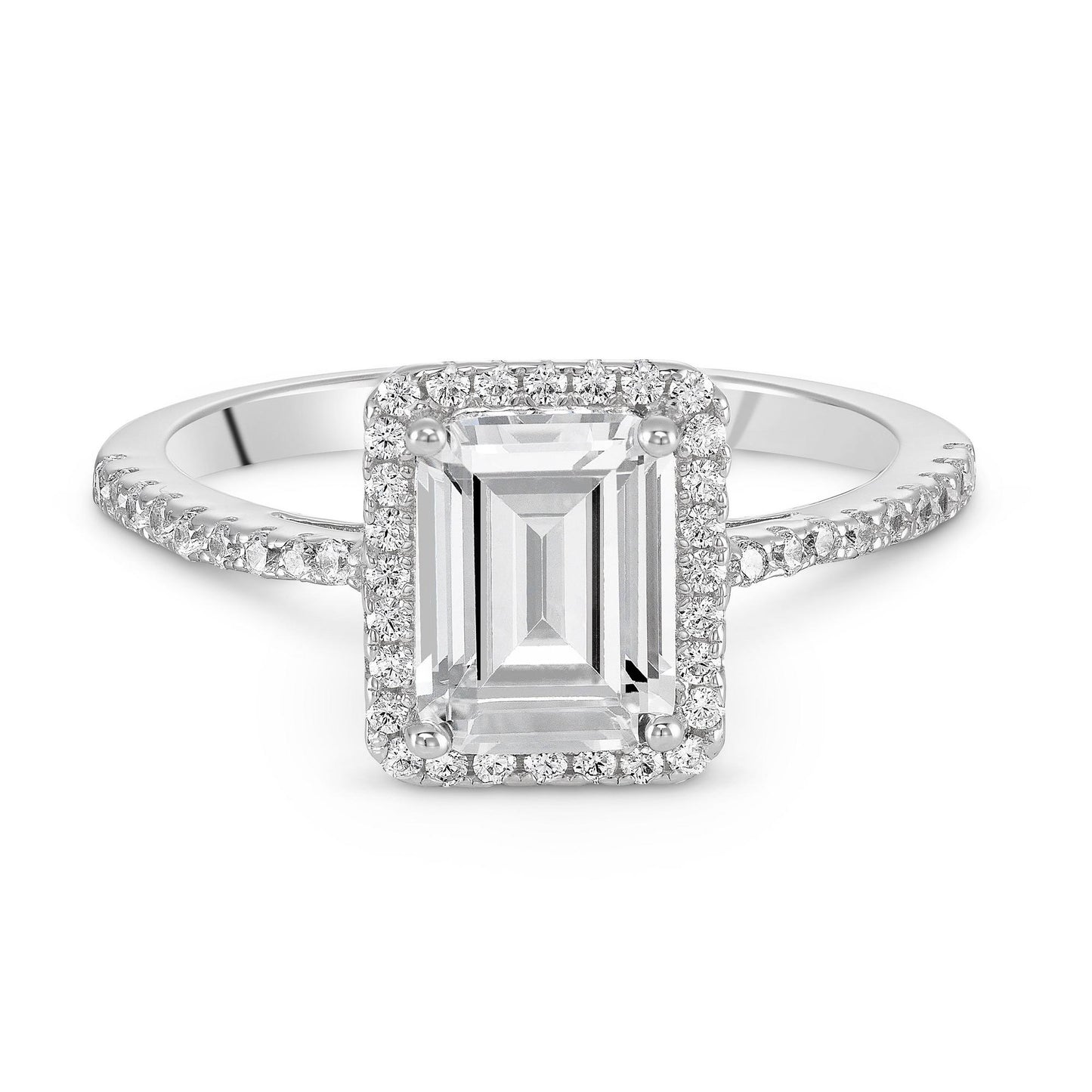 Silver CZ Halo Ring