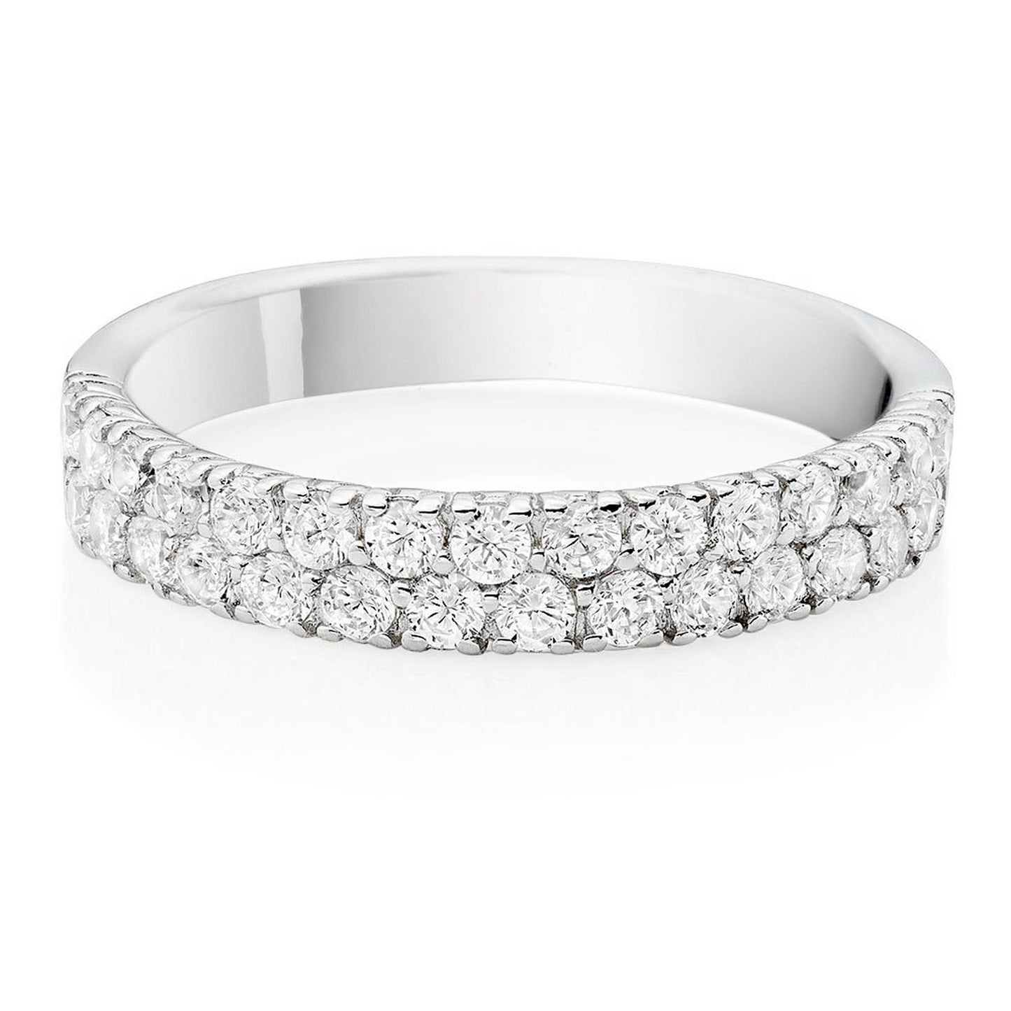 Silver CZ Two Row Ring