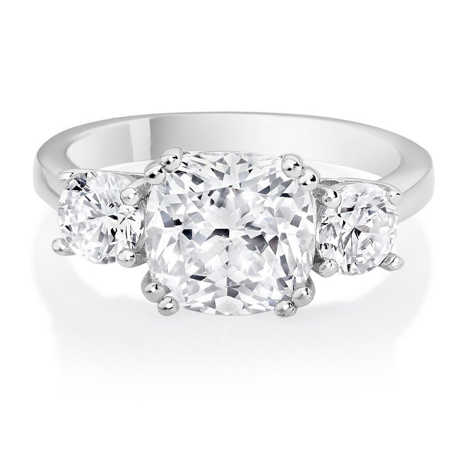 Silver CZ Three Stone Ring