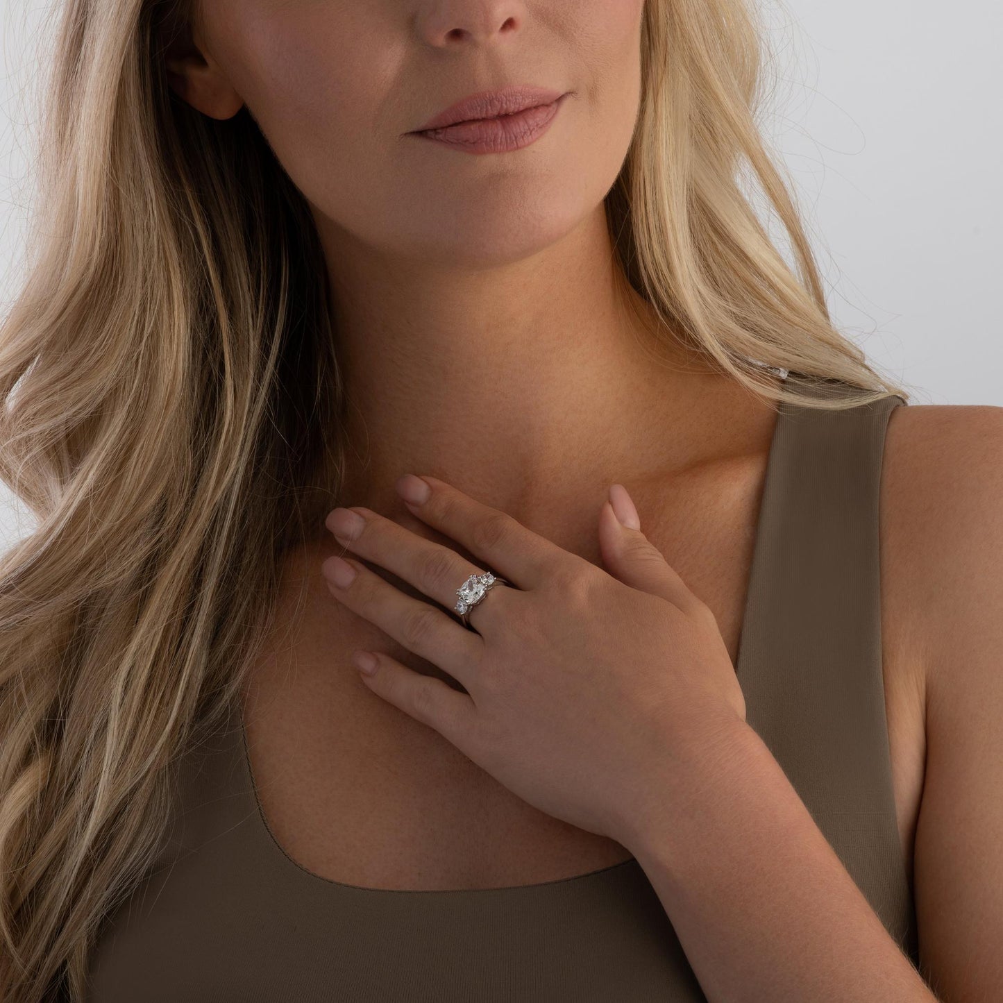 Silver CZ Three Stone Ring
