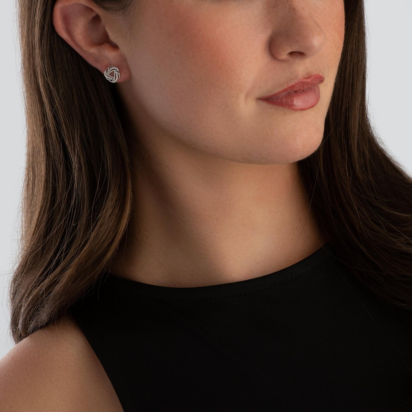 Silver CZ Knot Stud Earrings