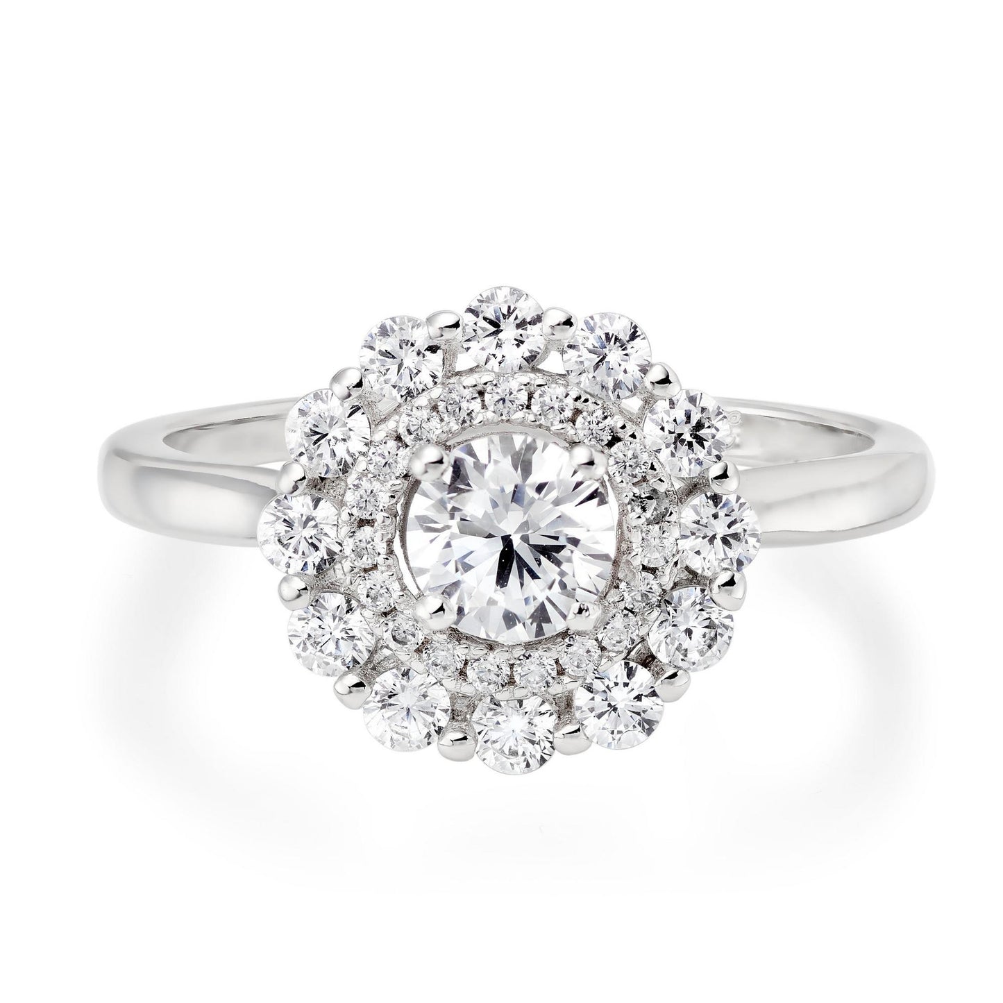 Silver CZ Double Halo Ring