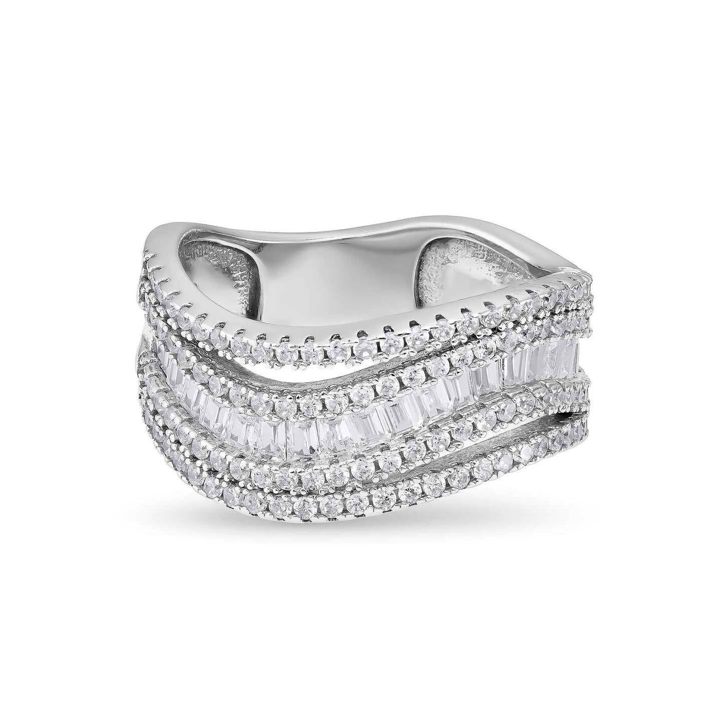 Silver CZ Wave Ring