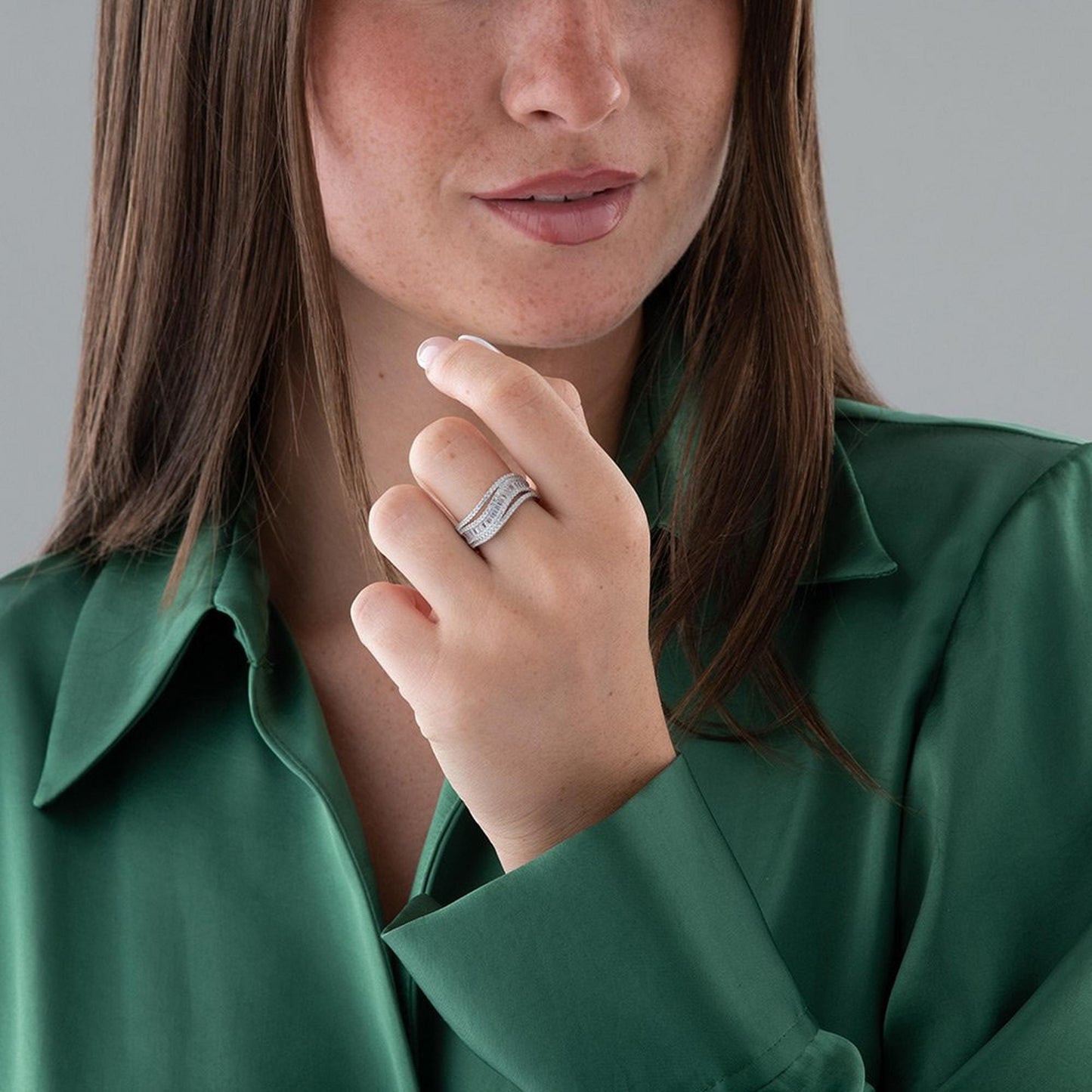 Silver CZ Wave Ring
