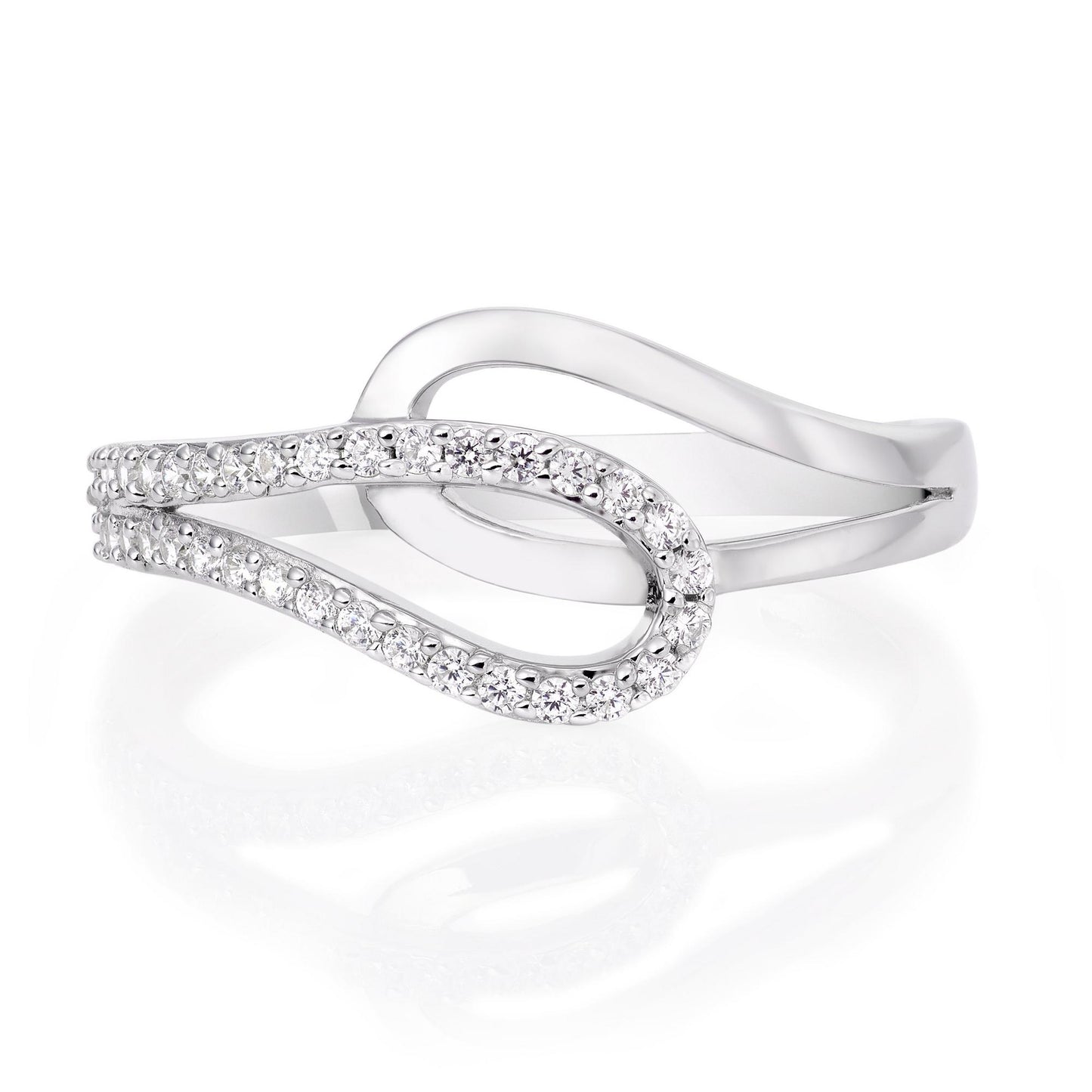 Silver CZ Crossover Ring