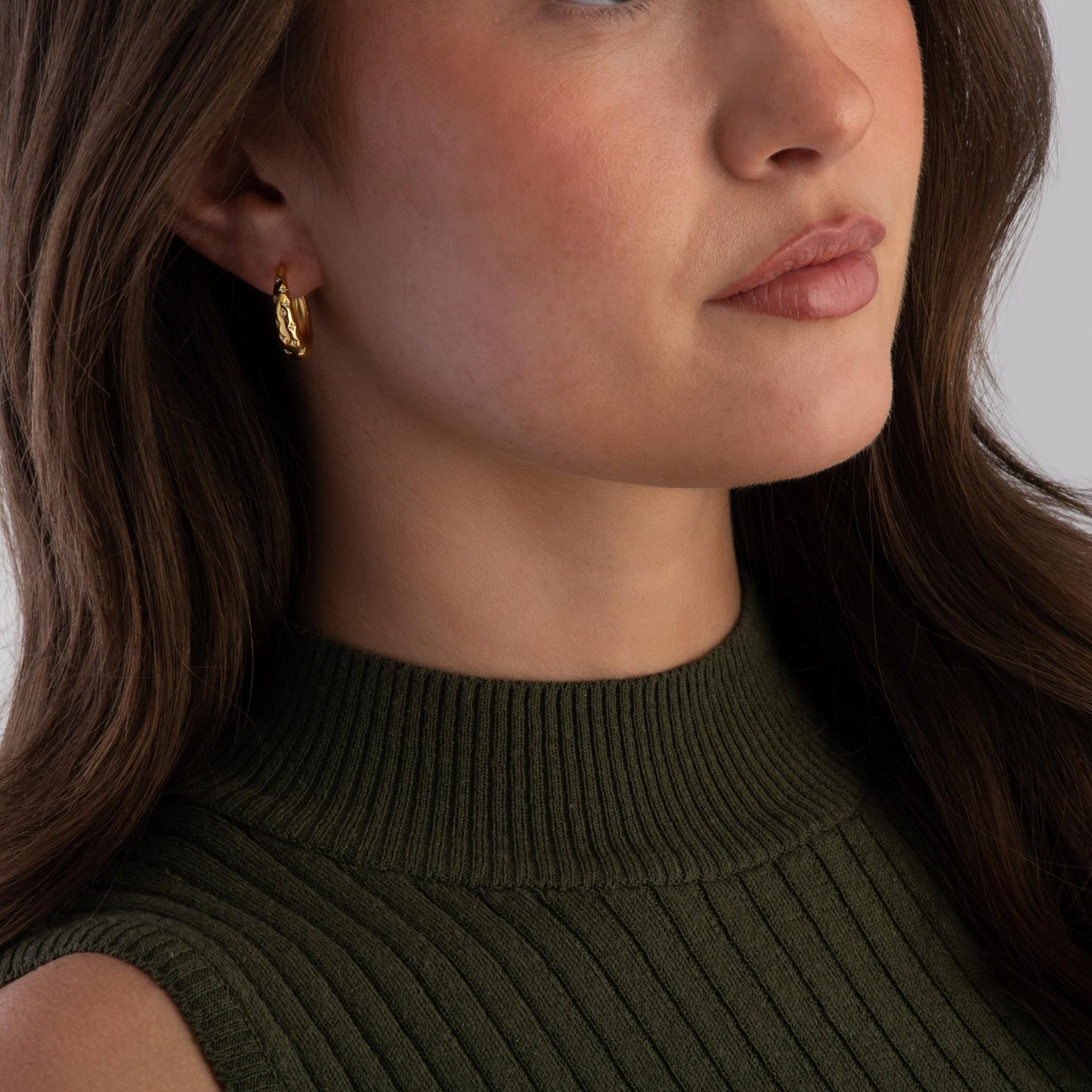 Gold Vermeil White Sapphire Hoop Earrings