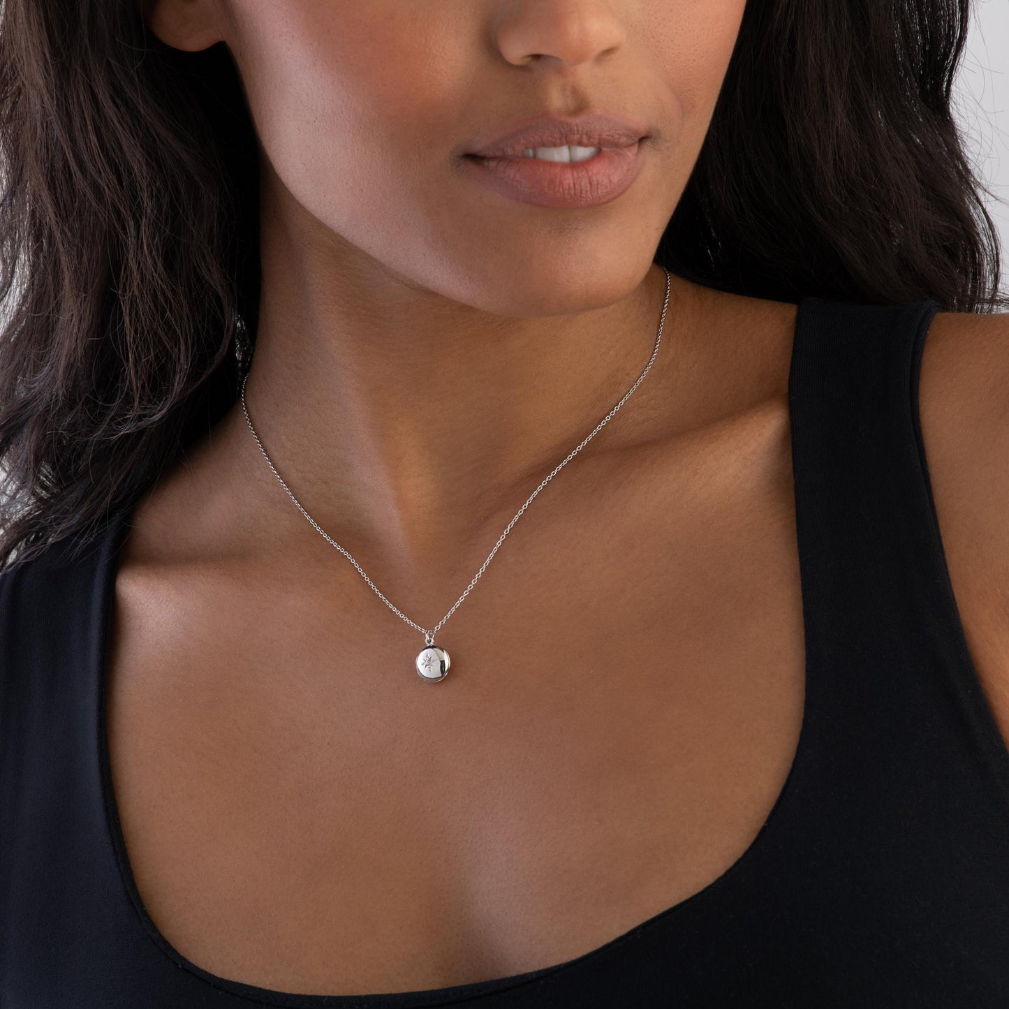 Biography Silver White Sapphire Mini Locket