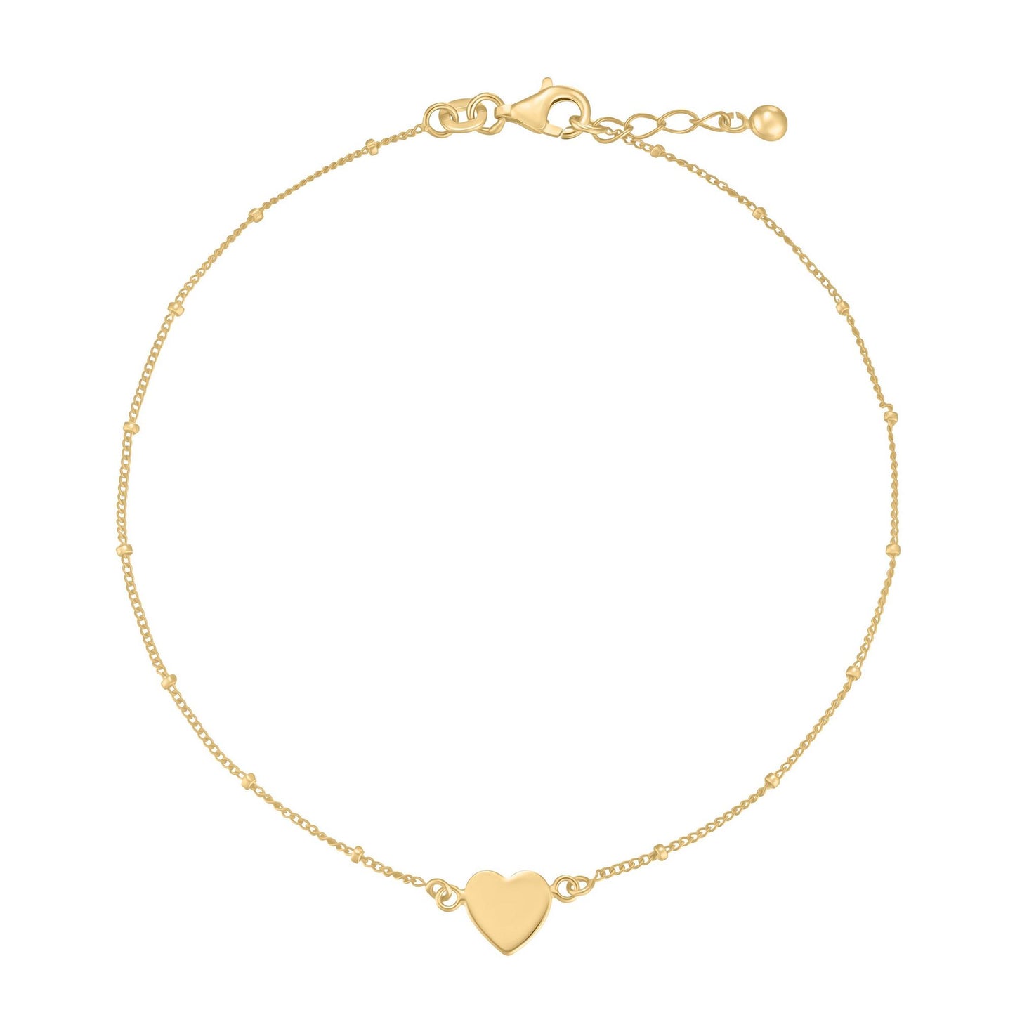Yellow Gold Plated Heart Anklet