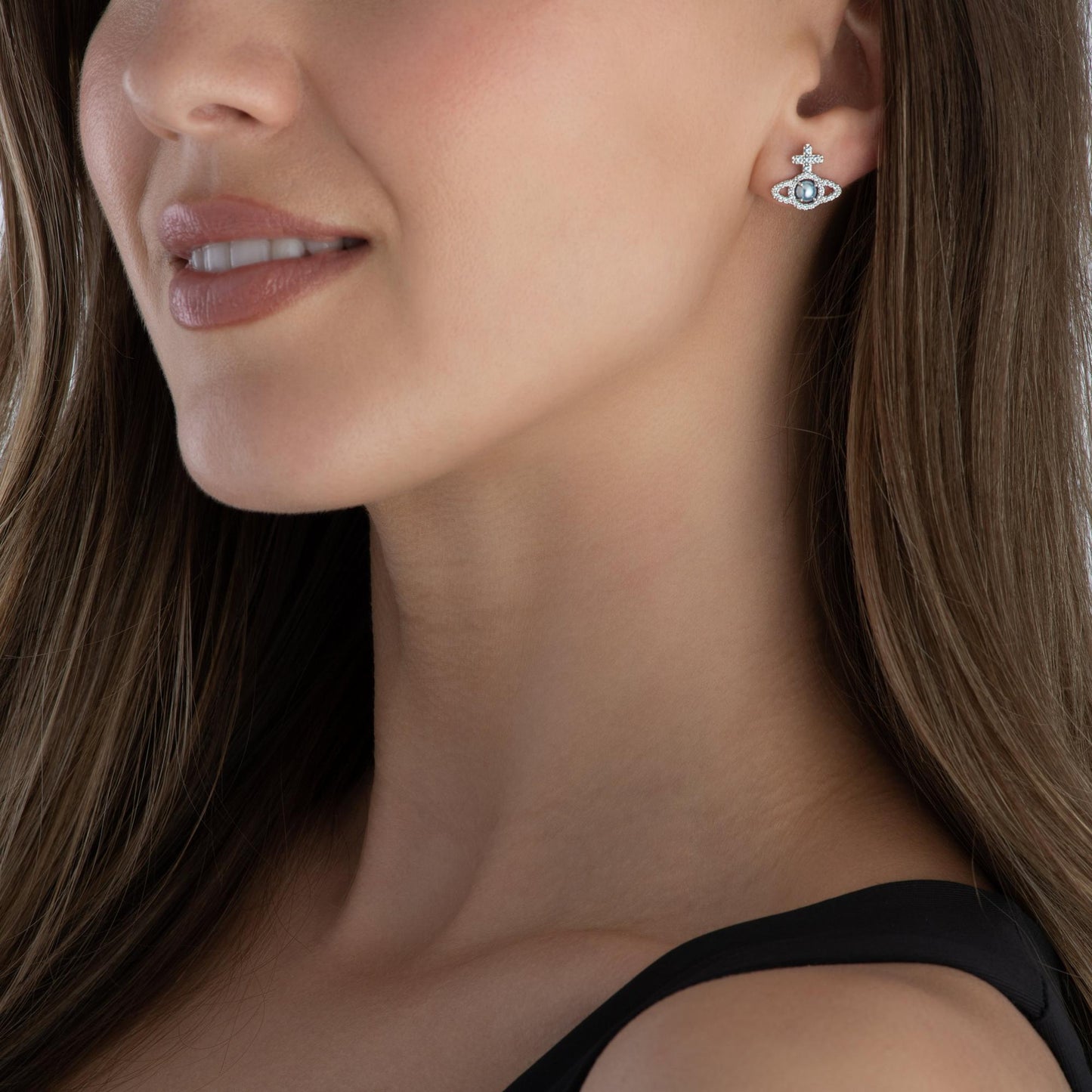 Olympia Silver Blue Cubic Zirconia Stud Earrings