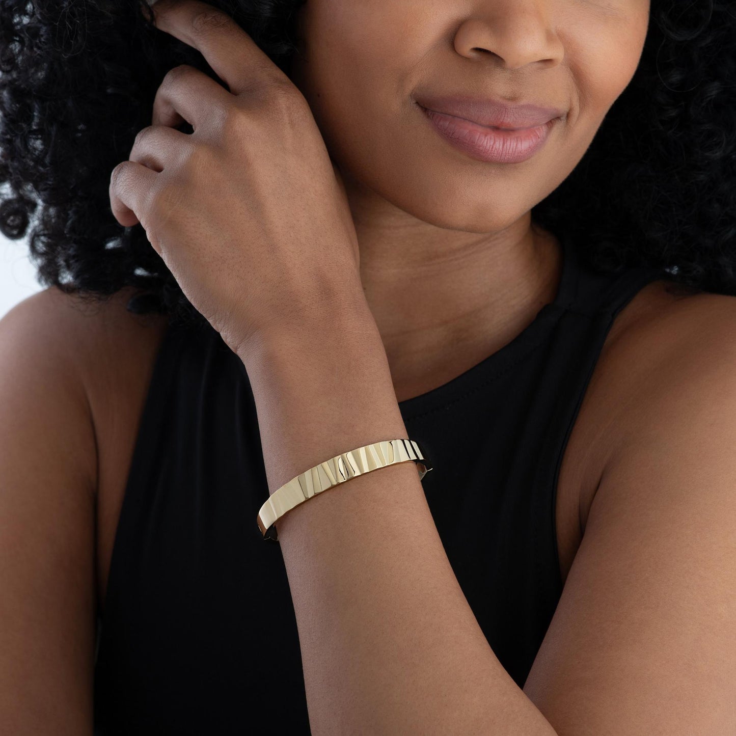 Yellow Gold Plated Classic Wave Bangle