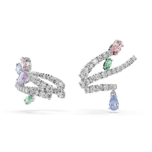 Silver Crystal Cuff Earrings