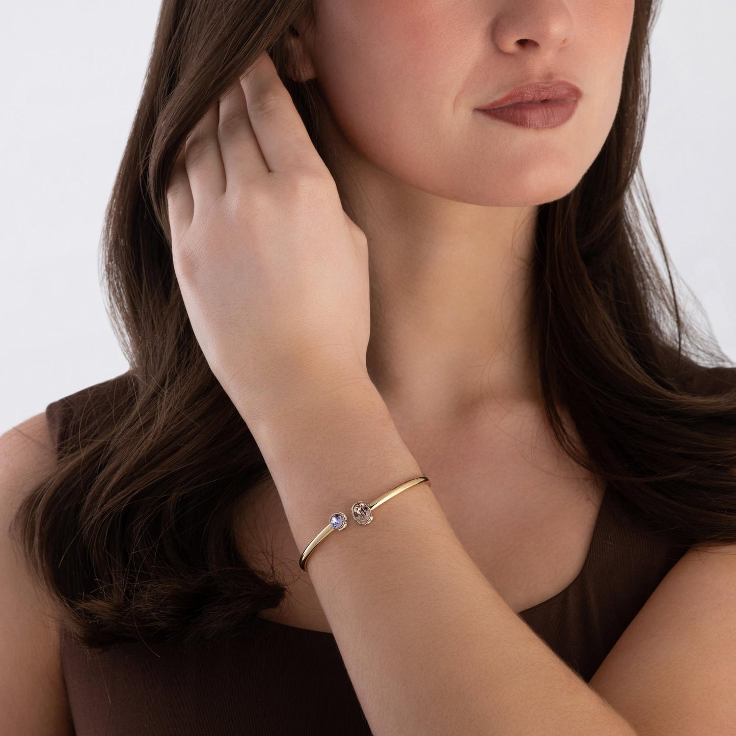 Chroma Yellow Gold Tone Crystal Bangle