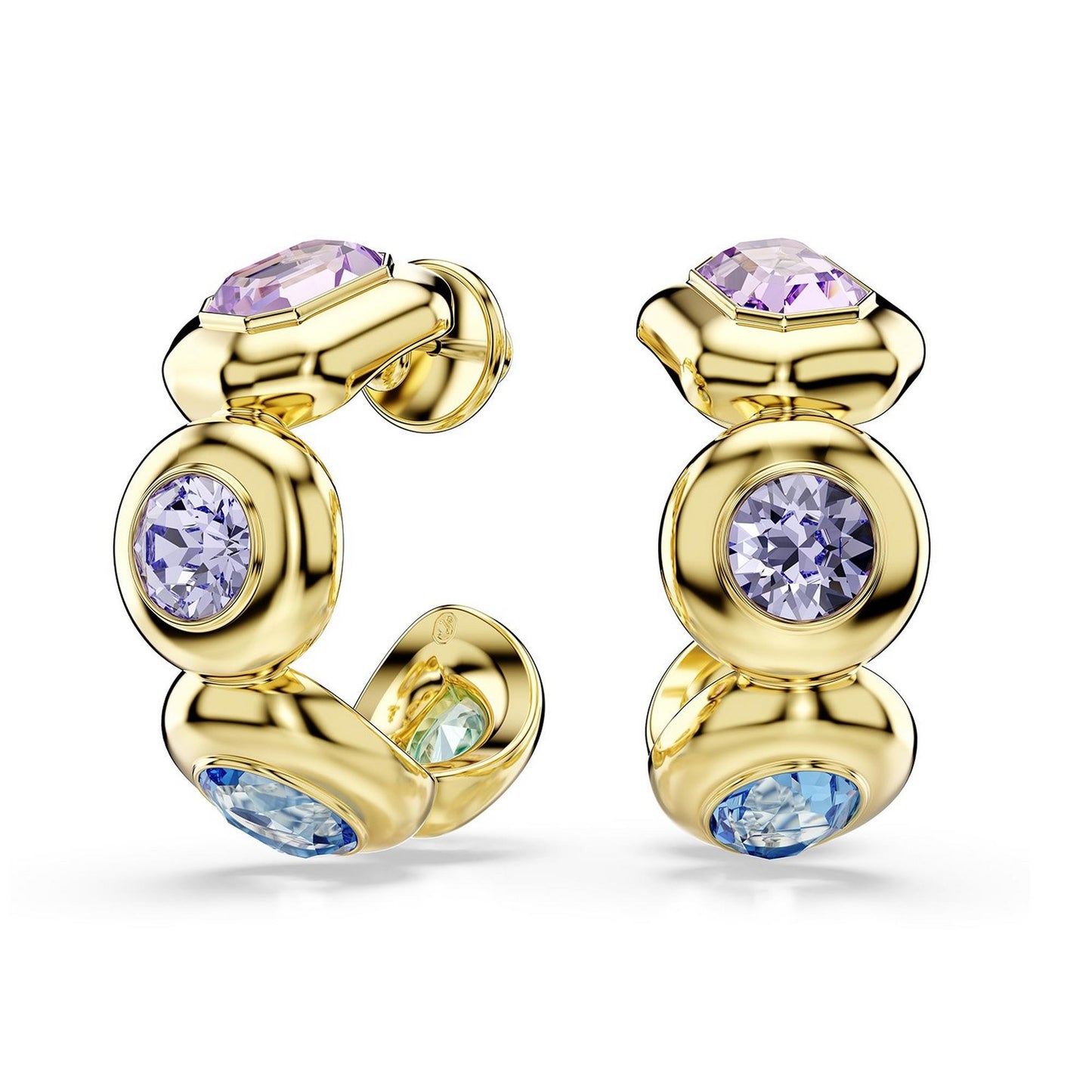 Gema Yellow Gold Tone Cubic Zirconia Hoop Earrings