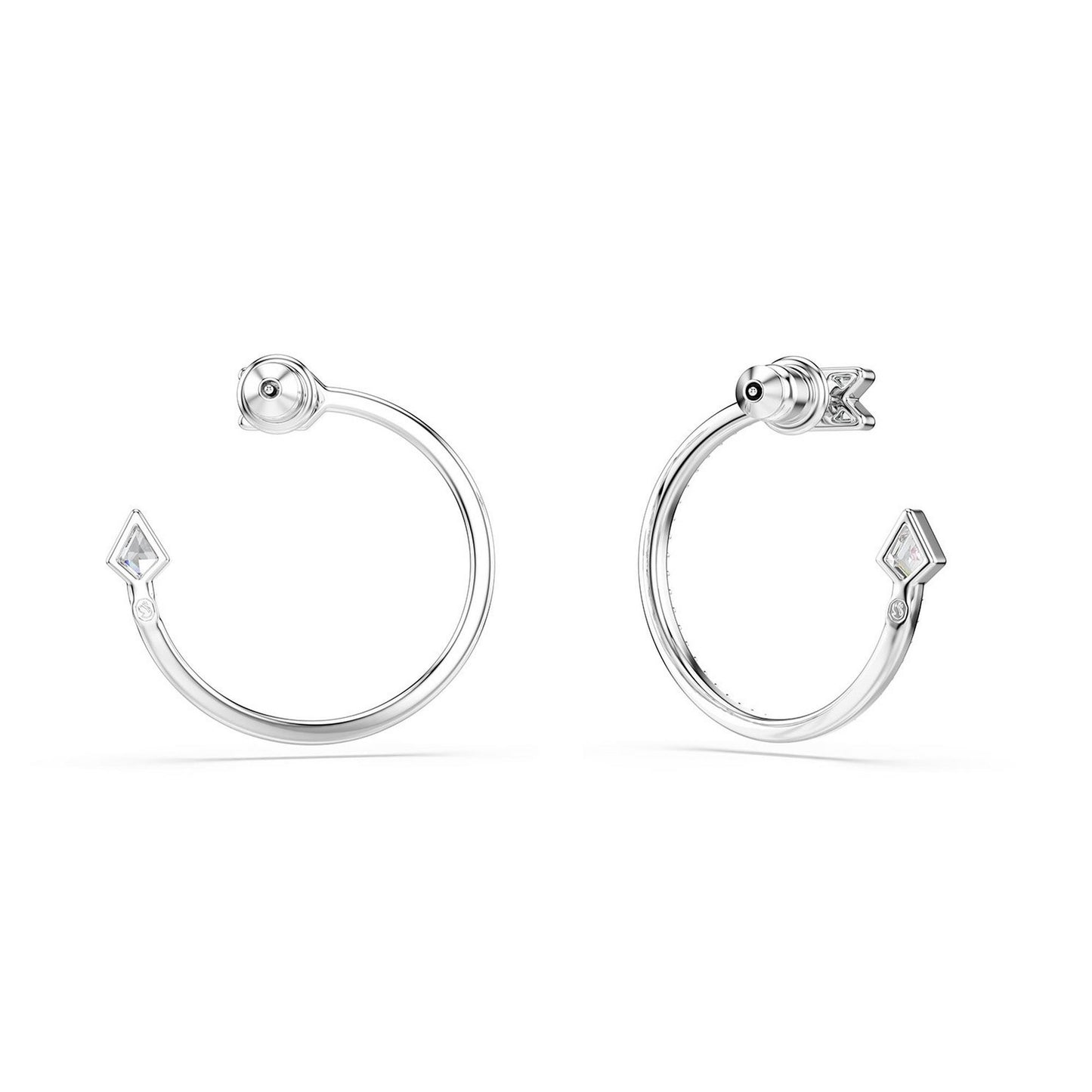 Idyllia White Gold Tone Crystal Arrow Hoop Earrings
